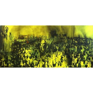 Rida Kazmi, Independence, 43 x 90 Inch, Acrylic On Canvas, Figurative Painting, AC-RDK-CEAD-059